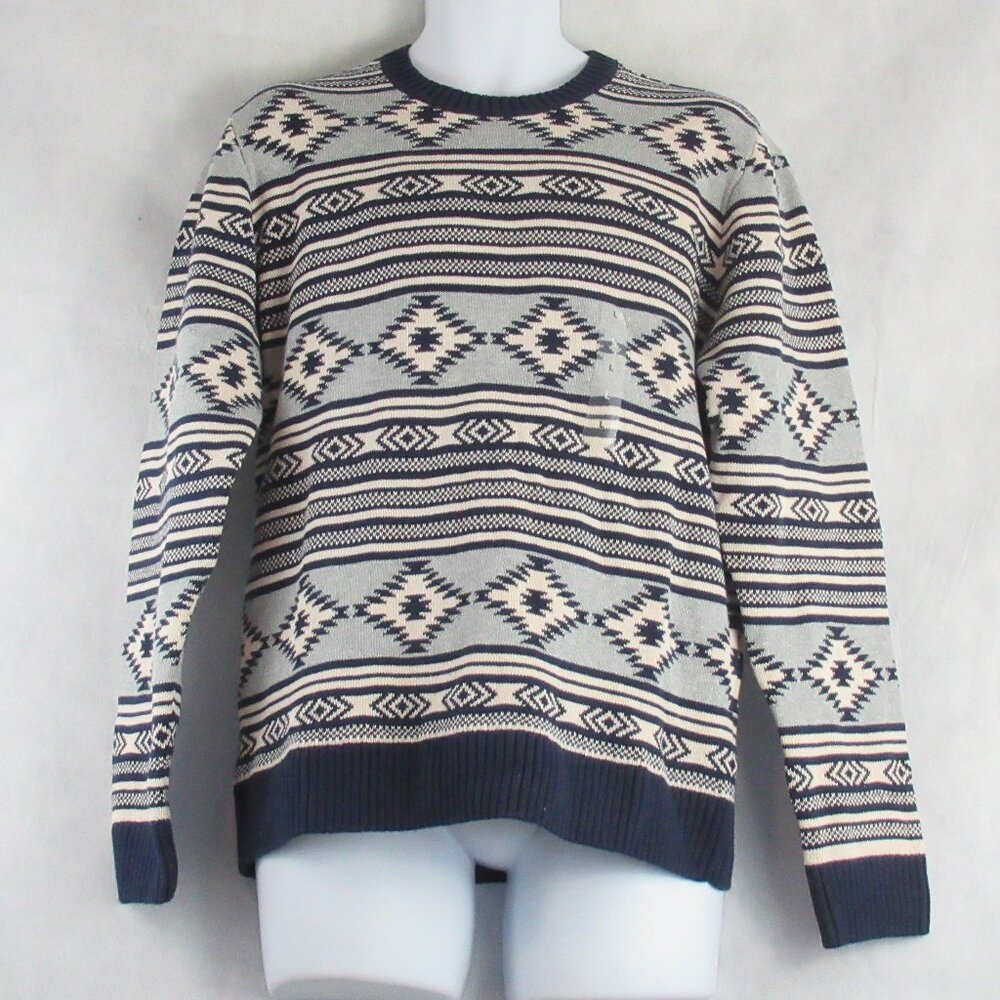 American Rag Men's Chalet Geometric Print Crewneck Pullover Sweater, Blue, Large